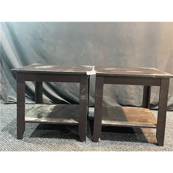 2 Matching Wooden Black Side Tables Slight Damage