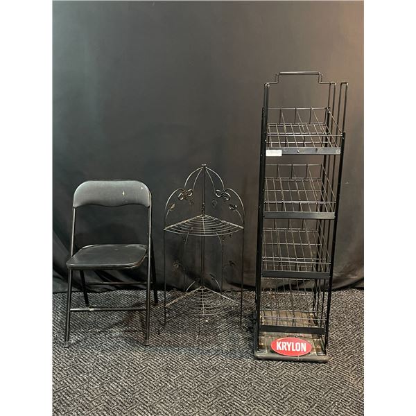 Assorted Of Metal Wire Corner Shelf, And Spray Paint Rack