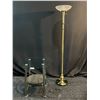 Image 1 : Glass Side Table And Tall Gold Accented Standing Lamp