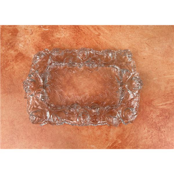 Antique EAPG Pressed Glass Rose Tray