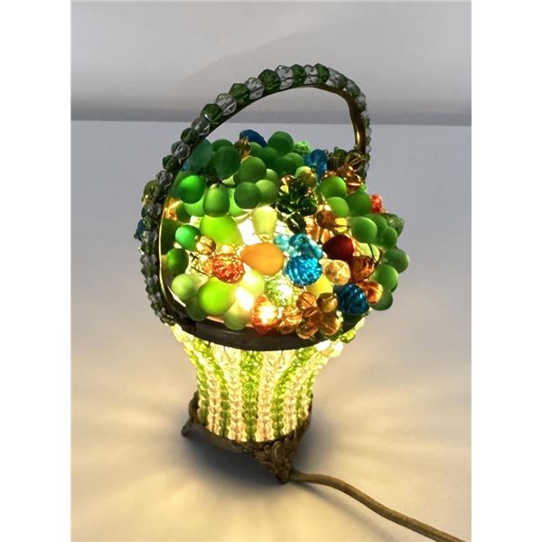 Art Deco Czechoslovakia Glass Fruit Basket Lamp