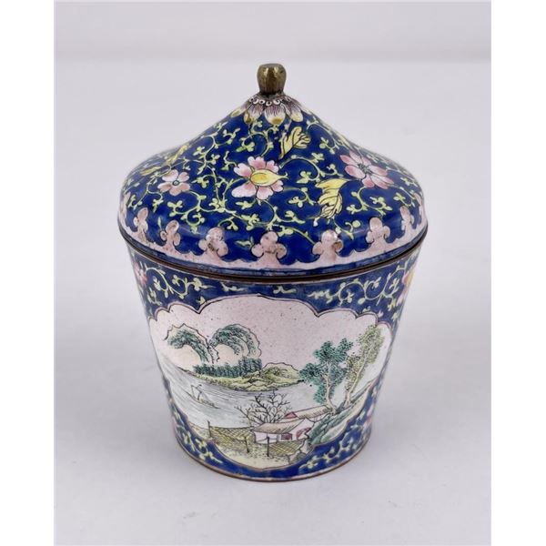 Antique Chinese Cloisonne Enamel Lidded Box