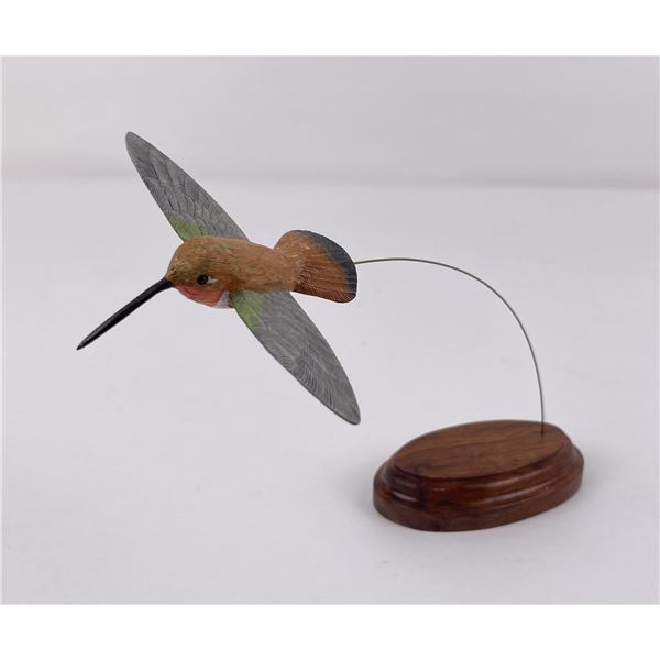 Folk Art Carved Wood Hummingbird