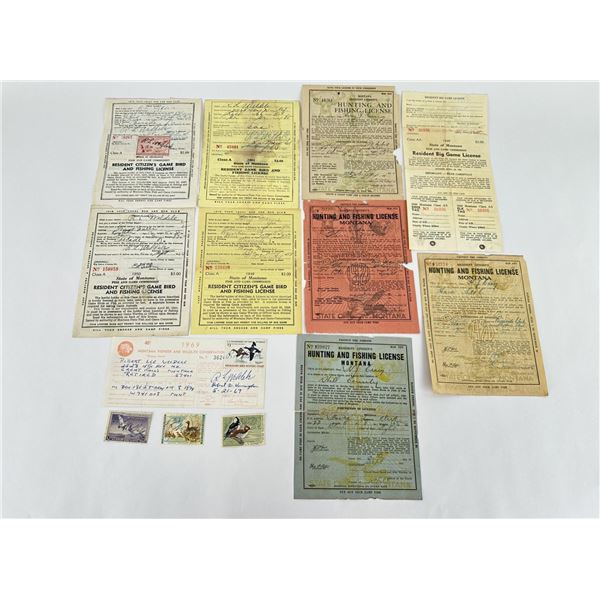 Collection of Montana Hunting Fishing Licenses
