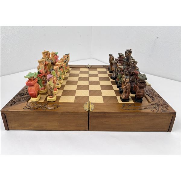 Chinese Carved Wood Chess Set