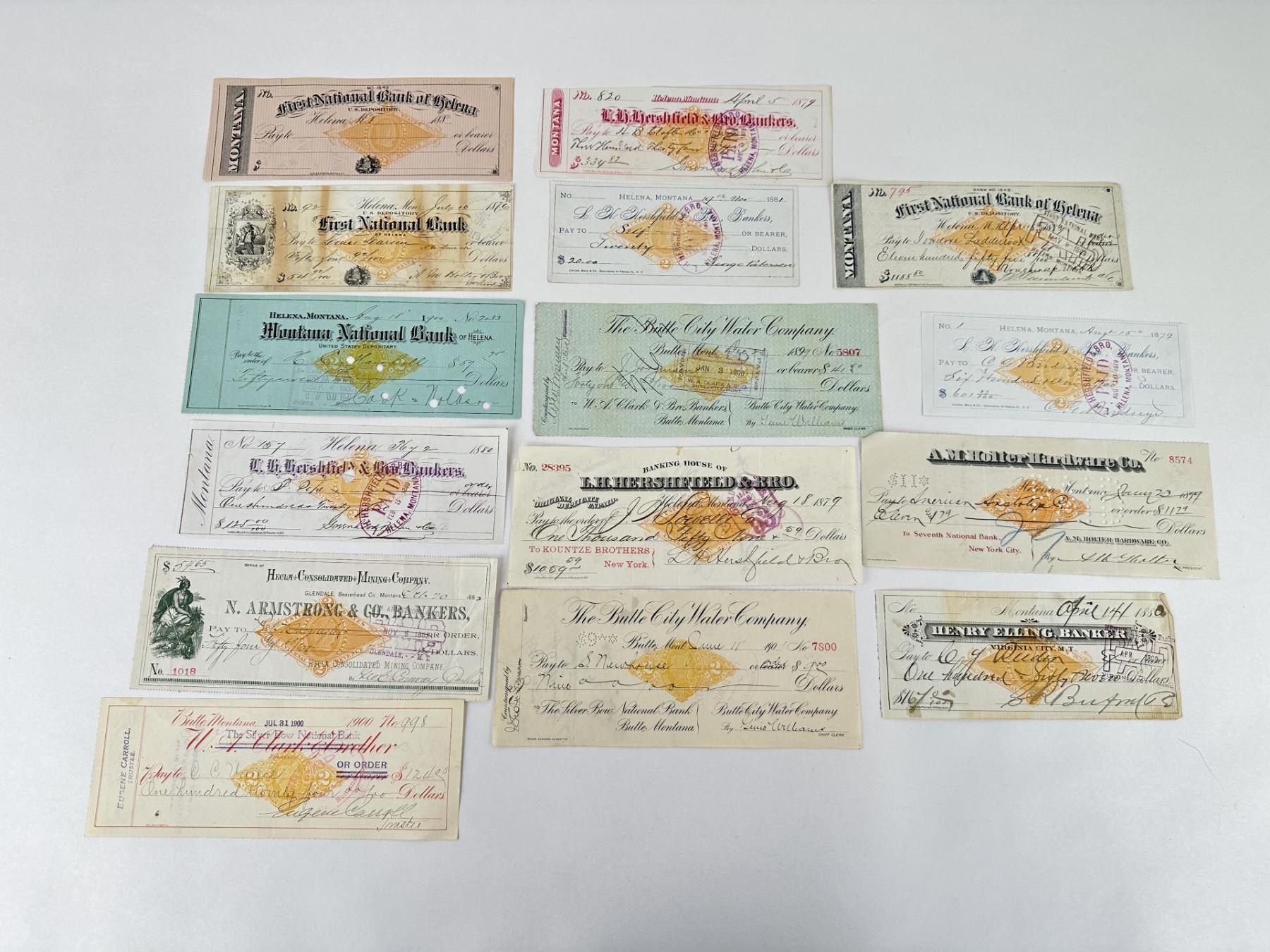 Lot Of 10 Vintage Checks - Random Assortment From The 1900s, Used Collectibles
