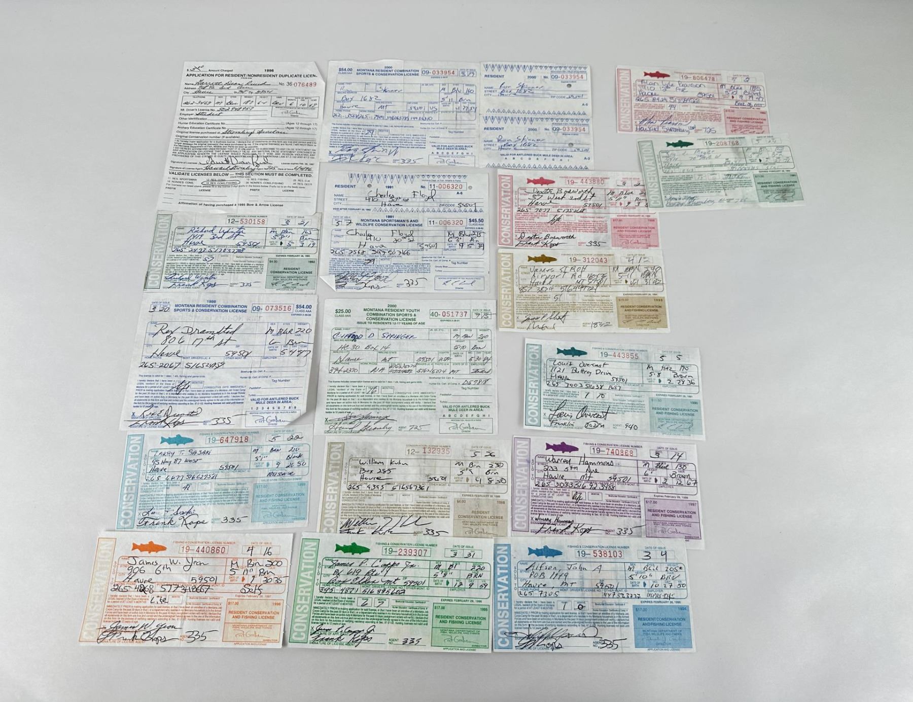 Collection of Montana Conservation Licenses