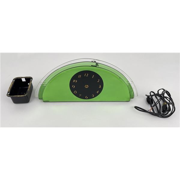 Synchron Art Deco Green Glass Clock