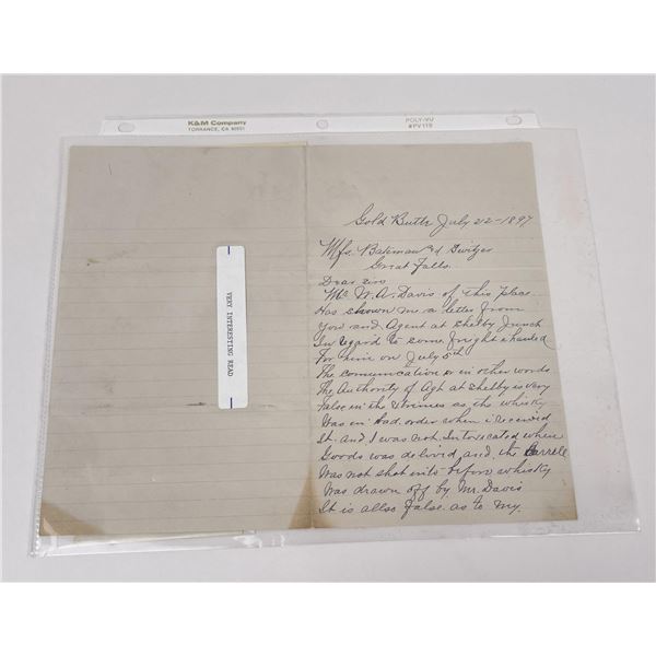 Gold Butte Montana Ghost Town Liquor Letter