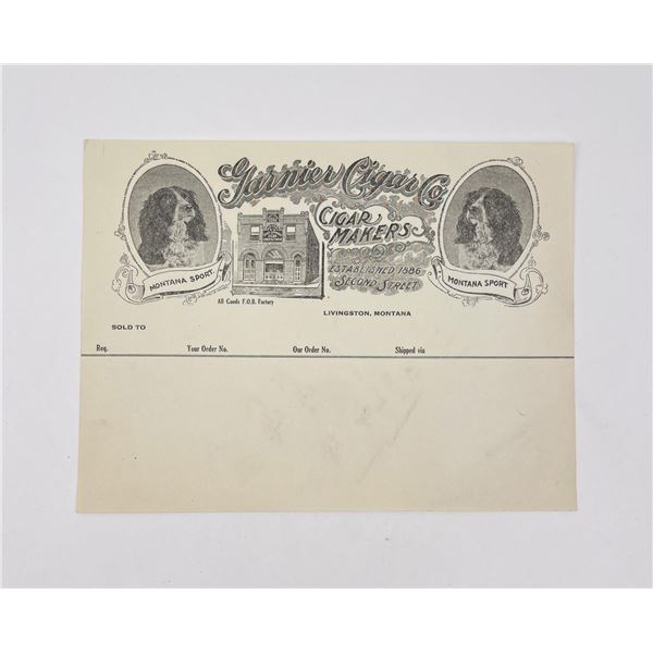 Garnier Cigar Compancy Livingston Montana Billhead