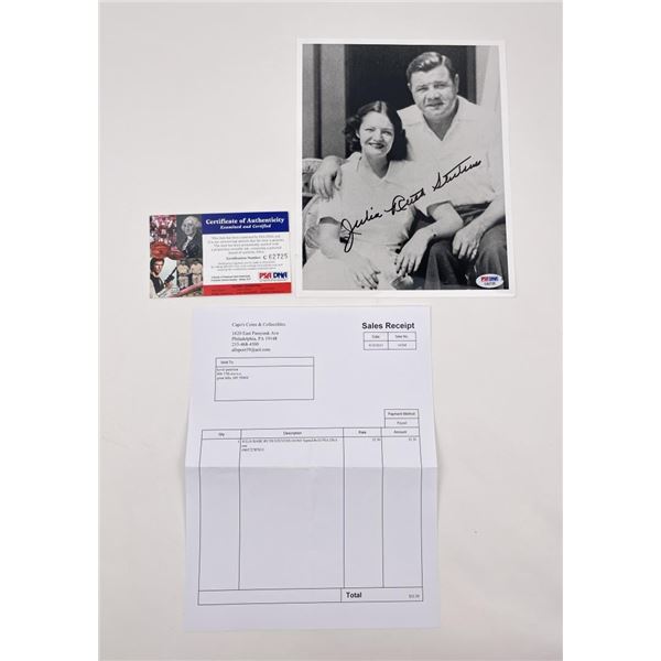 Julia Babe Ruth Autographed Baseball Photo