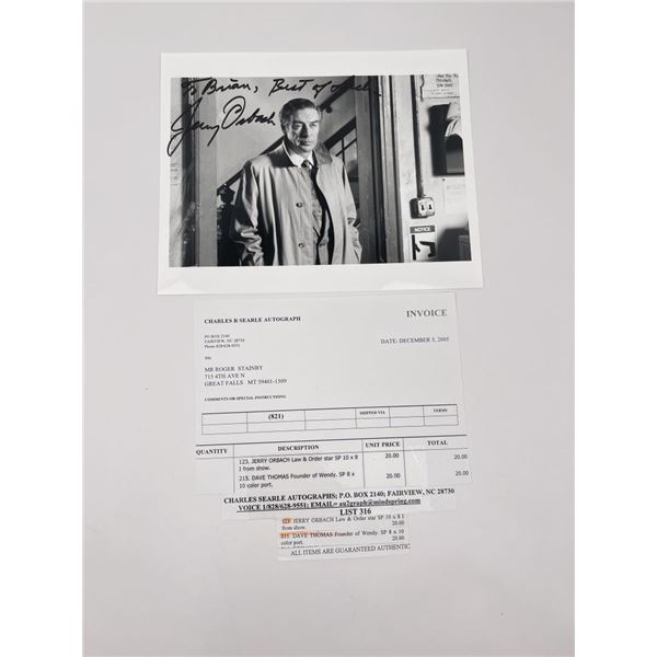 Jerry Orbach Law & Order Autographed Photo