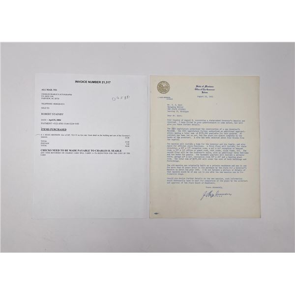 J. Hugo Aronson Montana Governor Letter