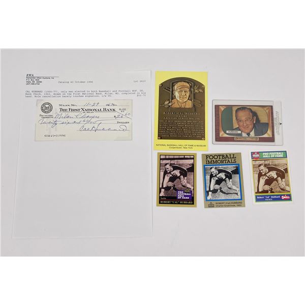 Robert Cal Hubbard Baseball Signed Check