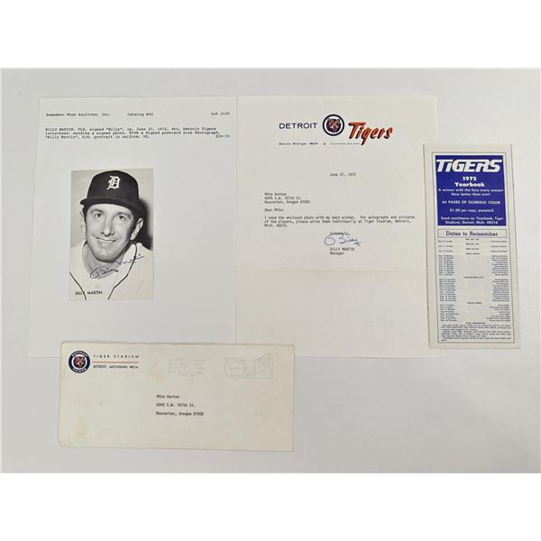 Billy Martin Detroit Tigers Autograph and Letter