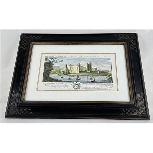 The South East View of Laugharne Castle Etching