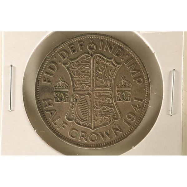 1941 GREAT BRITAIN SILVER HALF CROWN .2273 OZ. ASW