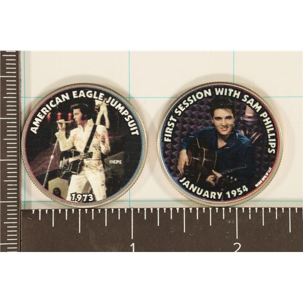 2-COLORIZED ELVIS PRESLEY ON BU KENNEDY HALVES