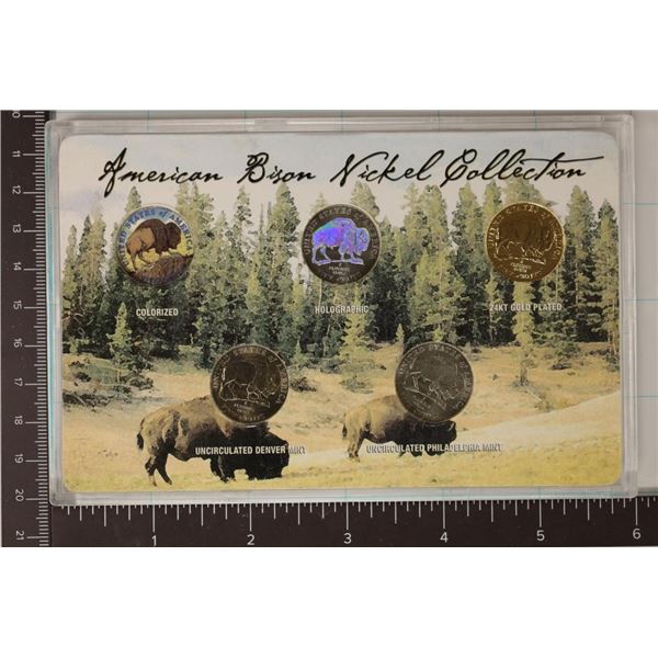 AMERICAN BISON NICKEL COLLECTION WITH 5 COINS