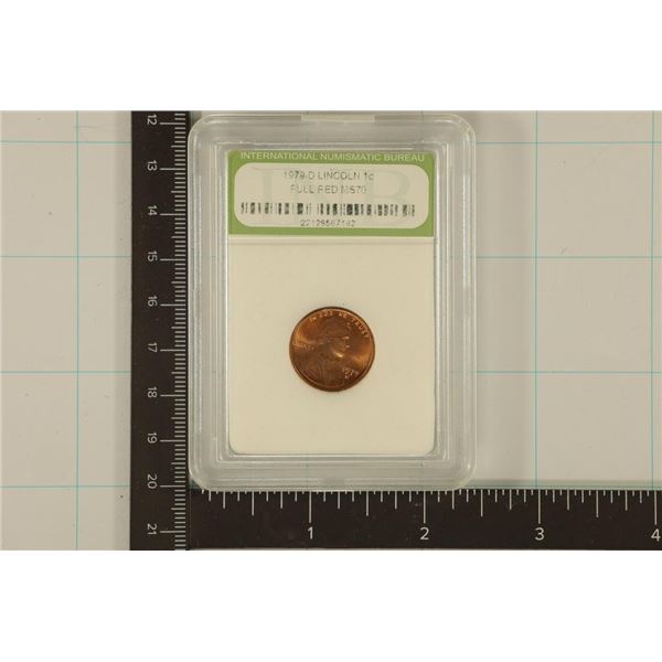 SLABBED 1970-D LINCOLN CENT FULL RED MS70