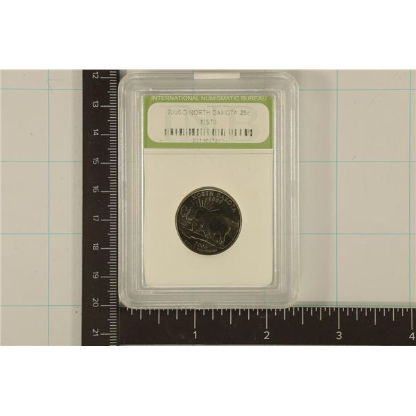 SLABBED 2006-D NORTH DAKOTA QUARTER MS70