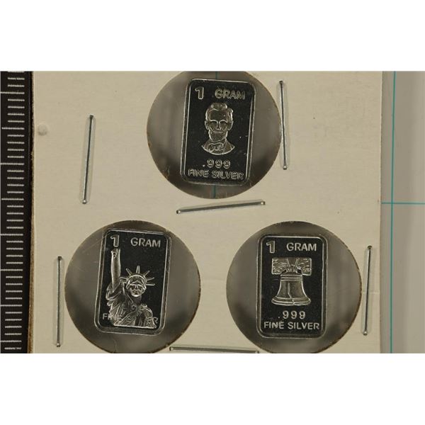 3-1 GRAM SILVER INGOTS: ABRAHAM LINCOLN,