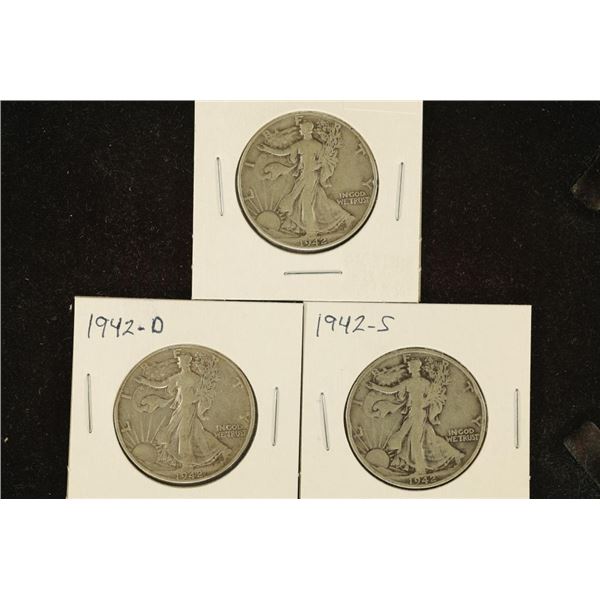 1942 P/D/S WALKING LIBERTY HALF DOLLARS WATCH FOR