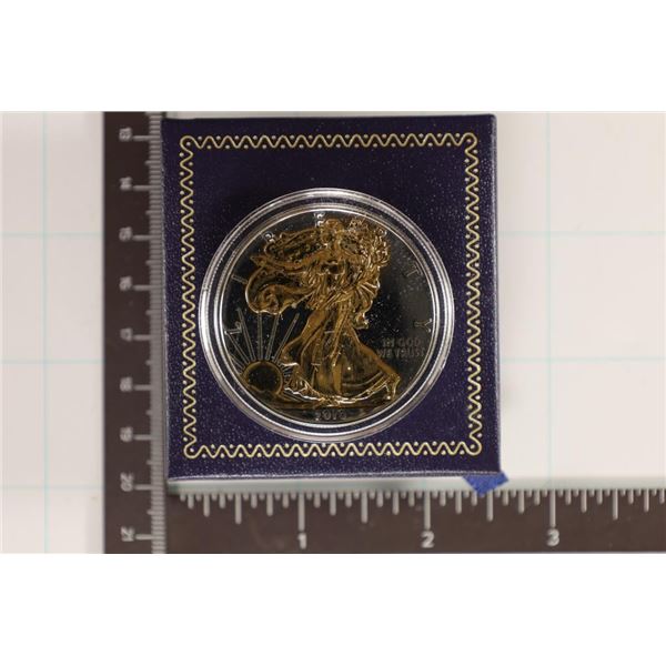 PARTIALLY GOLD PLATED 2010 AMERICAN SILVER EAGLE