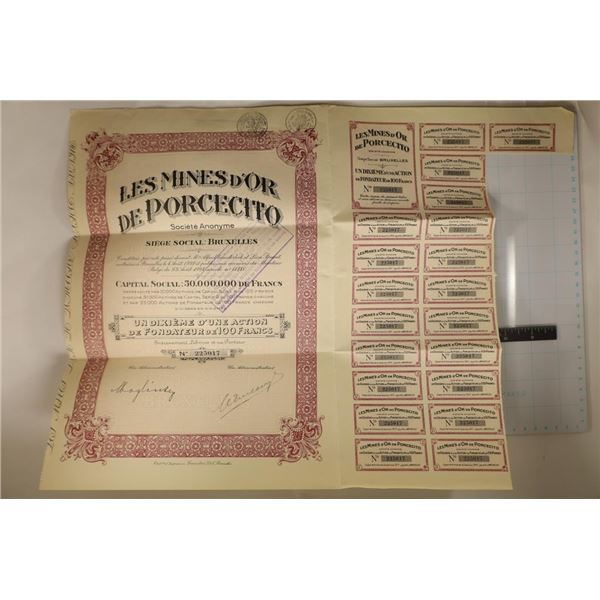 VINTAGE FRANCE 1928 STOCK CERTIFICATE WITH 20