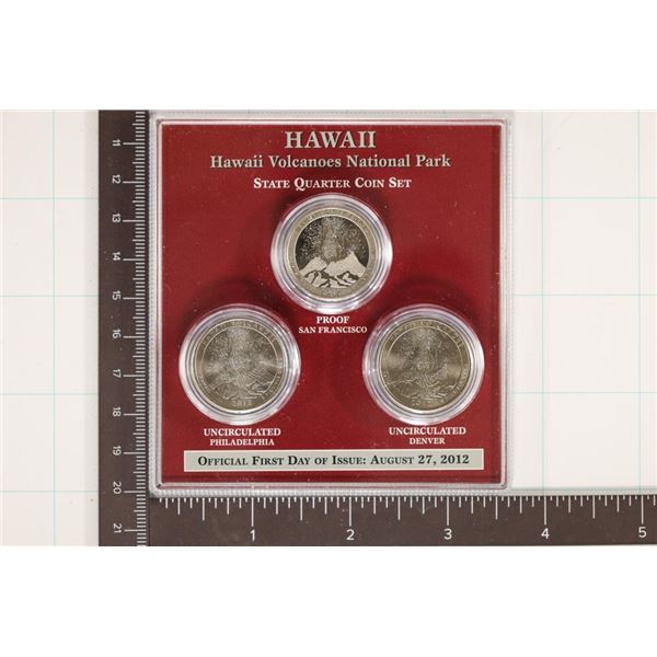 2012-P/D/S HAWAII N.P. QUARTER SET IN HARD PLASTIC