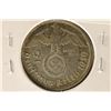 Image 1 : 1939-F GERMAN SILVER 2 MARK WITH SWASTIKA .1608