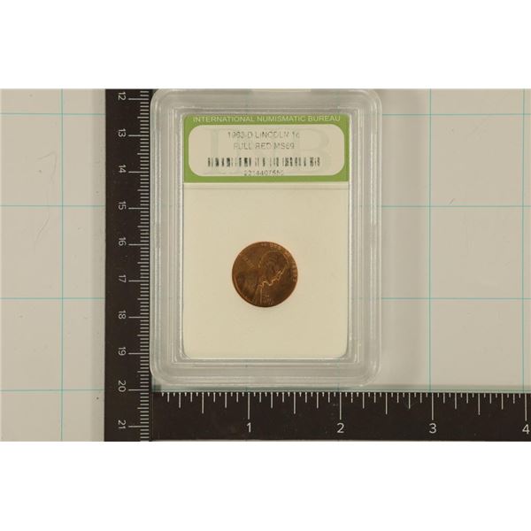 SLABBED 1963-D LINCOLN CENT FULL RED MS69