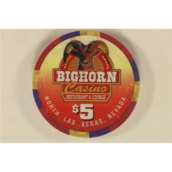 $5 BIG HORN CASINO CHIP NORTH LAS VEGAS, NEVADA