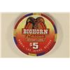 Image 1 : $5 BIG HORN CASINO CHIP NORTH LAS VEGAS, NEVADA