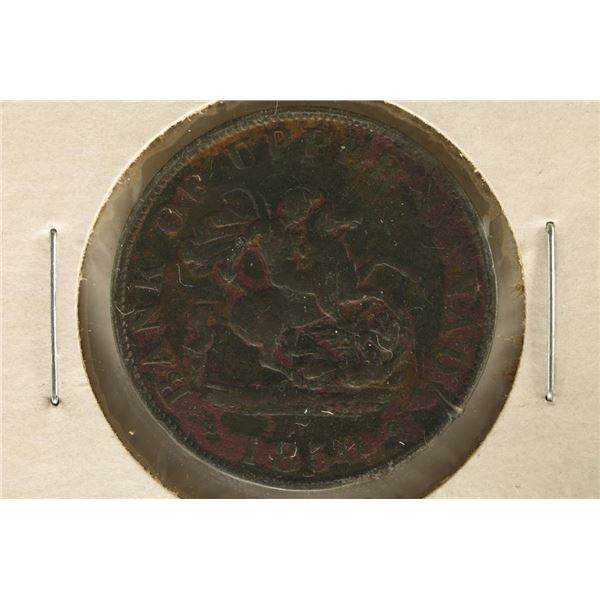 1850 BANK OF UPPER CANADA HALF PENNY TOKEN