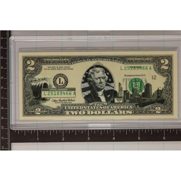 2003-A $2 FRN WITH OREGON OVERLAY CRISP UNC IN