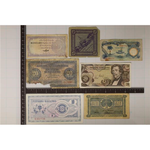 7 FOREIGN BILLS: 1920 AUSTRIA 50 HELLER, 1945