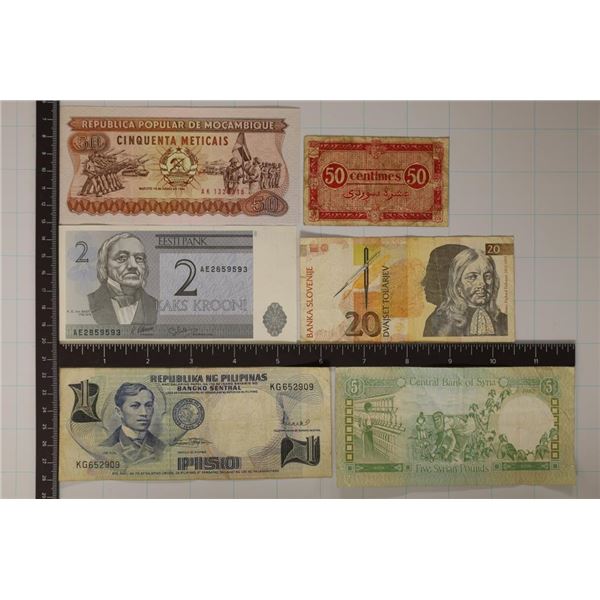 6 FOREIGN BILLS: 1949 ALGERIA 50 CENTIMES, 1969