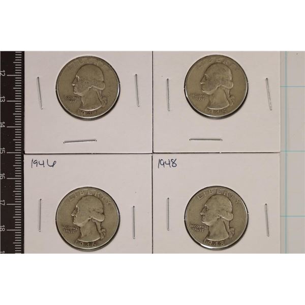 1941, 45, 46 & 1948 WASHINGTON SILVER QUARTERS