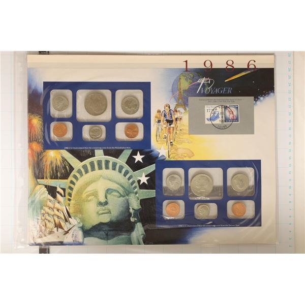 1986 US MINT SET (UNC) P/D ON LARGE INFO CARD