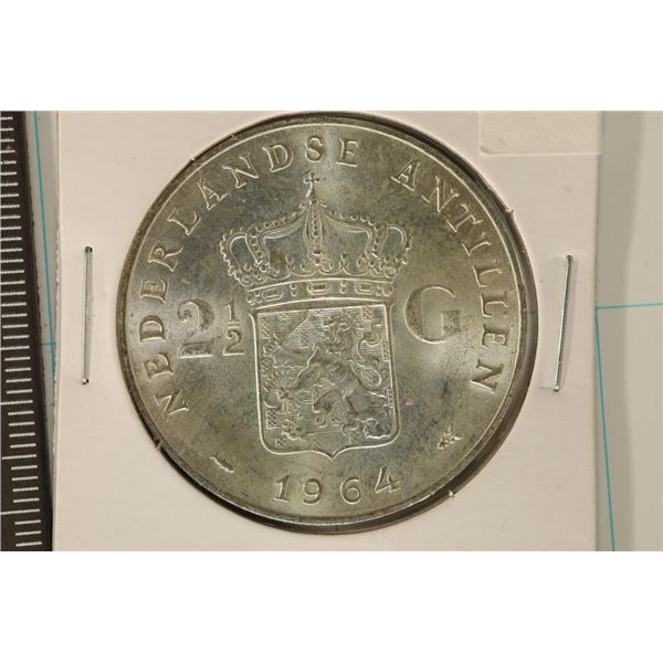 1964 NEDERLANDS SILVER 2 1/2 GULDENS .3472 OZ. ASW