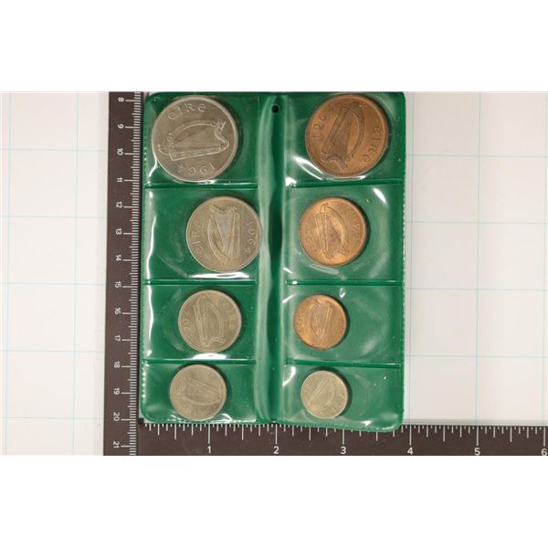 1964 IRELAND 8 COIN UNC SET IN GREEN FOLIO