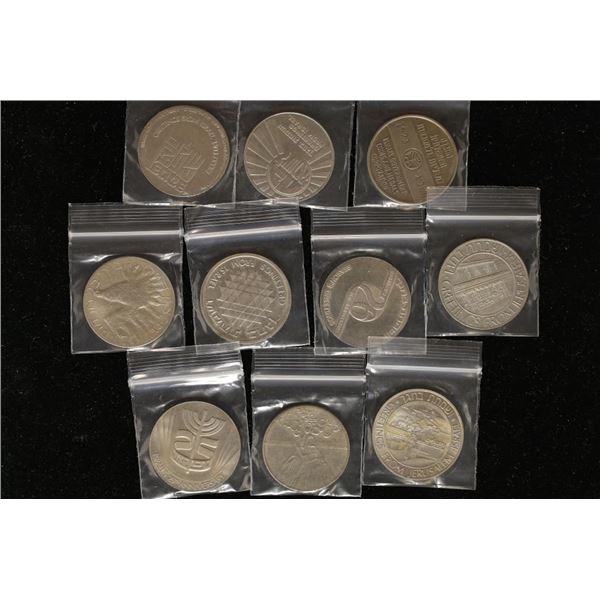 10-ISRAEL UNC MEDALS EACH IS 1 1/4" ALL DIFFERENT