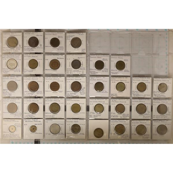 34 VINTAGE METAL PARKING TOKENS: GOLDEN CIRCLE,