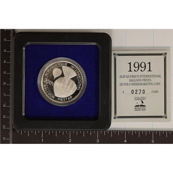 1 TROY OZ .999 FINE SILVER PF ALBUQUERQUE 1991