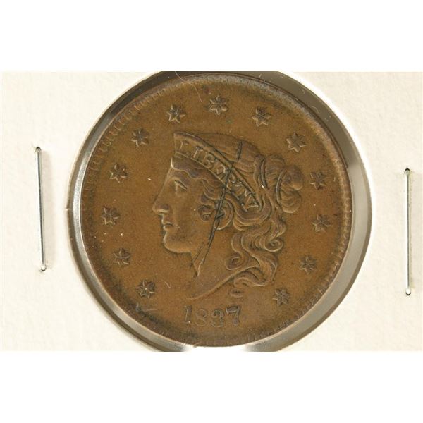 1837 MATRON HEAD LARGE CENT (AU DETAILS) AU