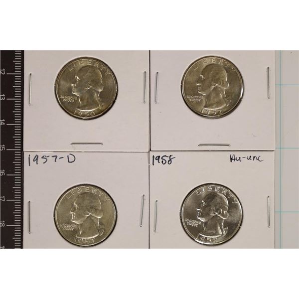 1950-D, 52-D, 57-D & 1958 WASHINGTON SILVER