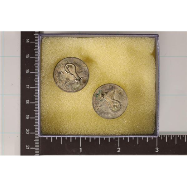 1948 CUBA SILVER 20 CENTAVO COIN EARRING PAIR