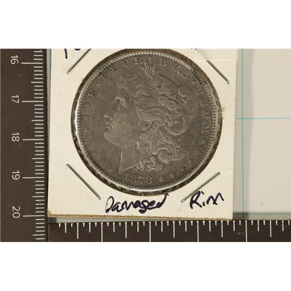 1878-S MORGAN SILVER DOLLAR RIM DAMAGE