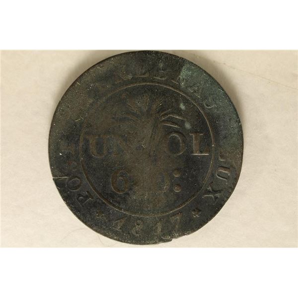 1817 SWISS CANTON GENEVA 1 SOL BENT